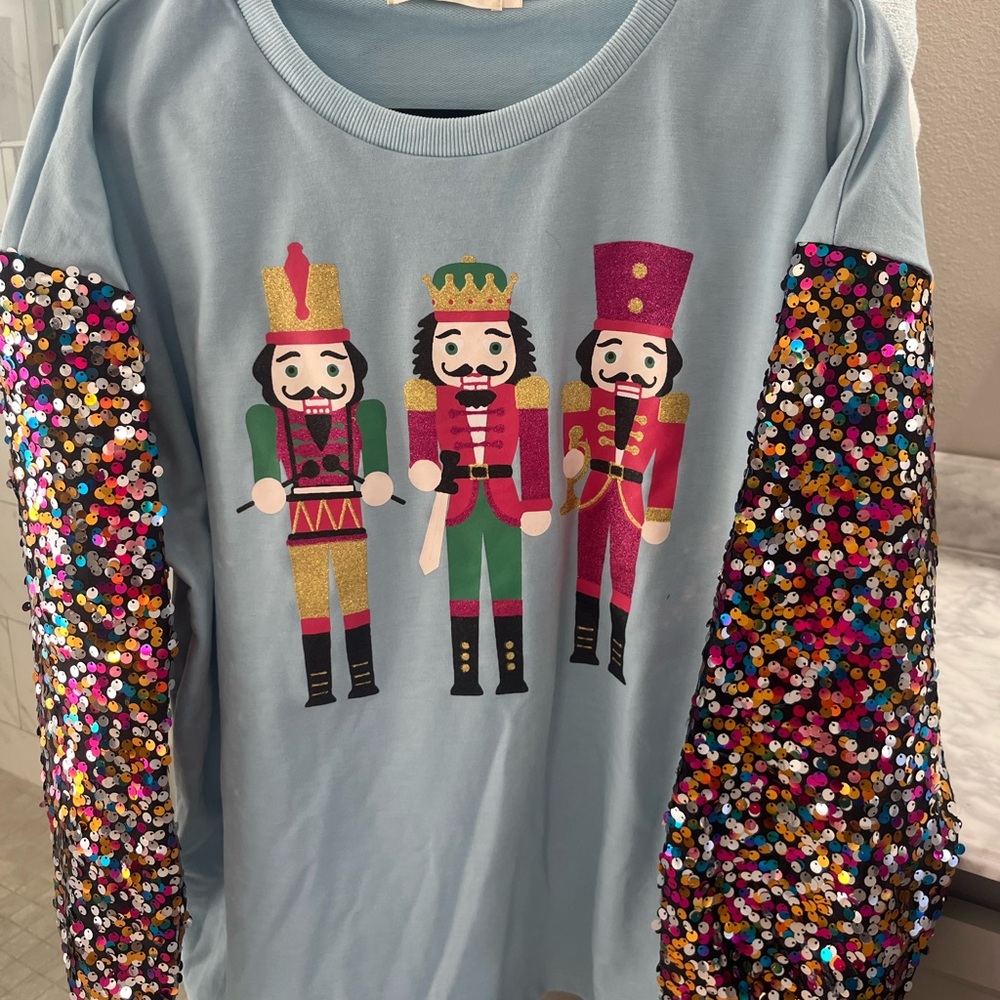 Festive Nutcracker Sequin Sleeve Sweatshirt